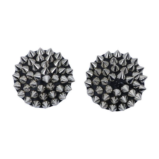 Black Vegan Leather Spikey Pasties Reusable Nip Covers Festival Goth