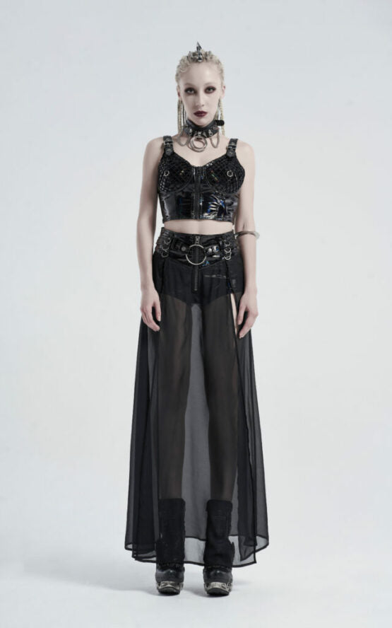 CORSET VEGAN SHINY HOLOGRAPHIC GOTHIC PIERCED STYLE TOP