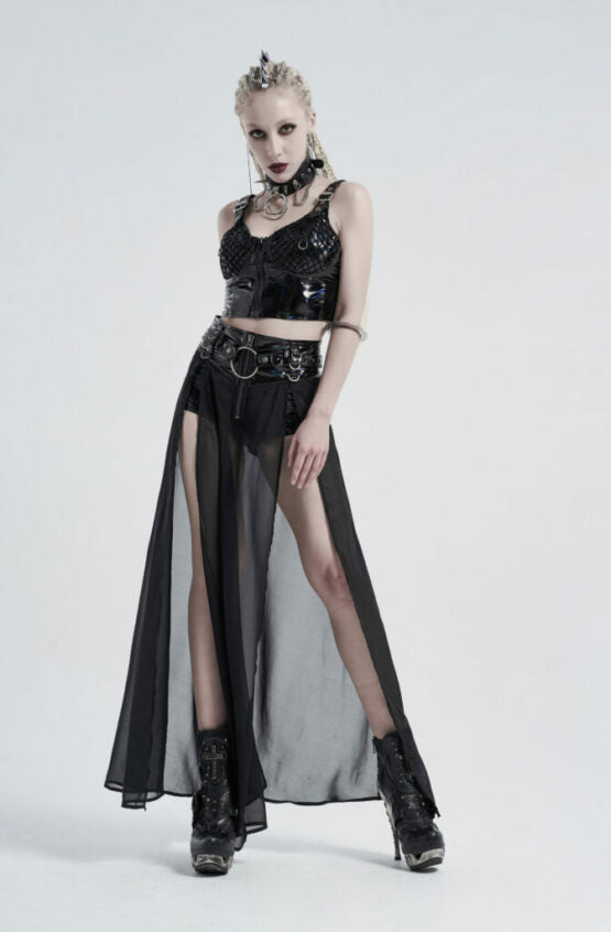 CORSET VEGAN SHINY HOLOGRAPHIC GOTHIC PIERCED STYLE TOP
