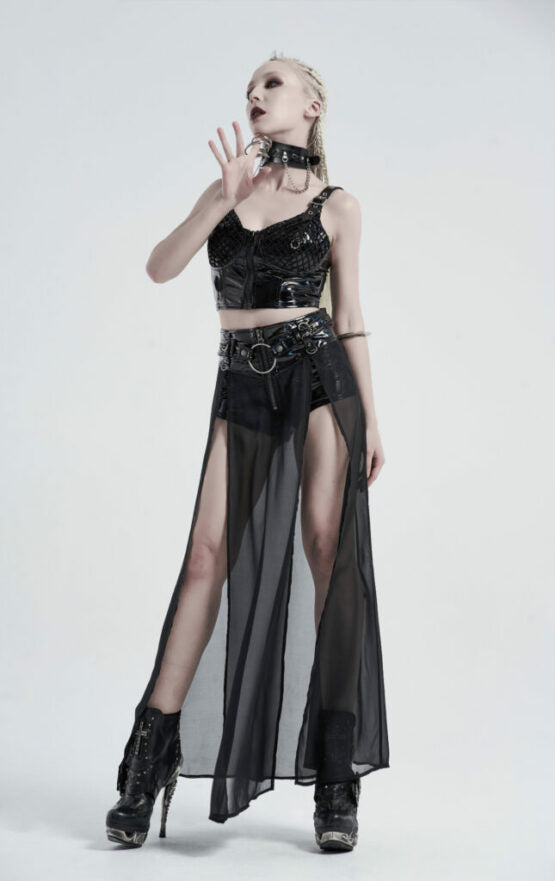 CORSET VEGAN SHINY HOLOGRAPHIC GOTHIC PIERCED STYLE TOP