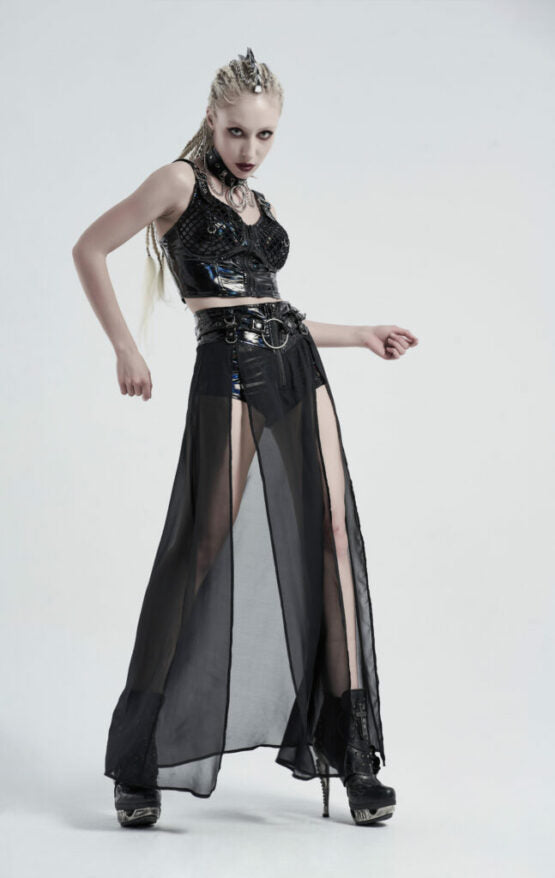 CORSET VEGAN SHINY HOLOGRAPHIC GOTHIC PIERCED STYLE TOP