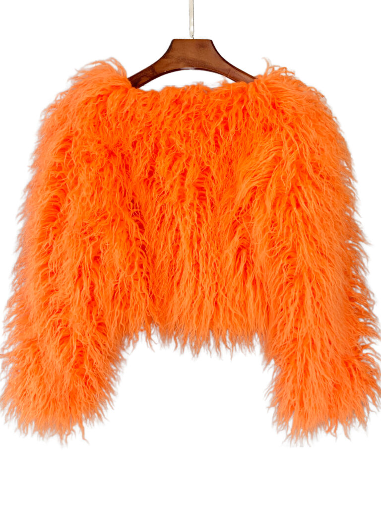 FAUX FUR CROP JACKET WITH LINING