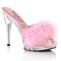 Marabou Feather Platform Marilyn Slide Heels Slippers Platform Sandal