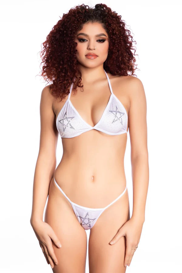 2 PIECE TRI-TOP WITH V-BACK BOTTOM RHINESTONE STAR FESTIVALWEAR DANCEWEAR