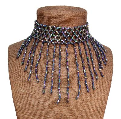 BEADED CHOKER WITH FRINGES