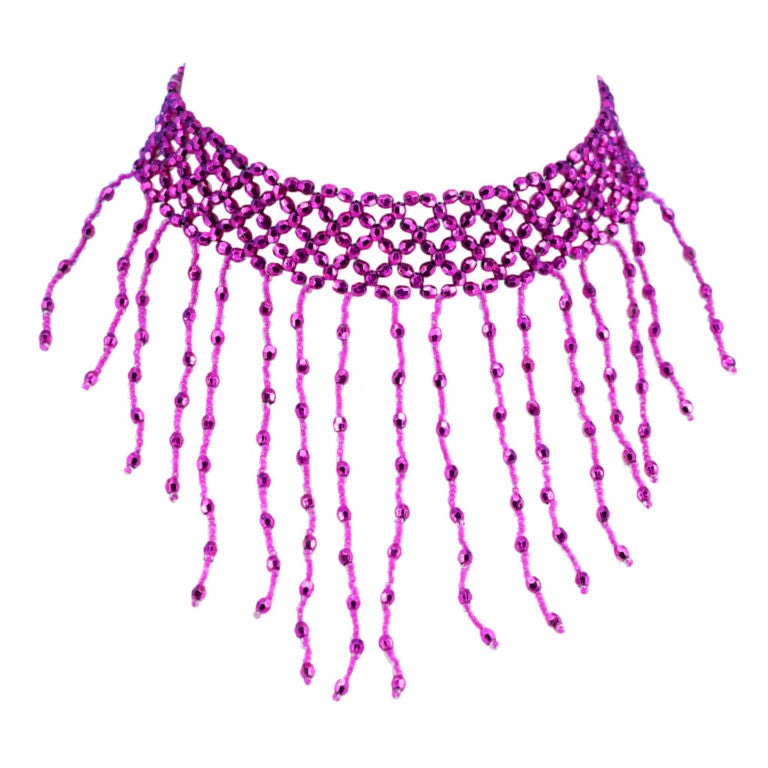 BEADED CHOKER WITH FRINGES