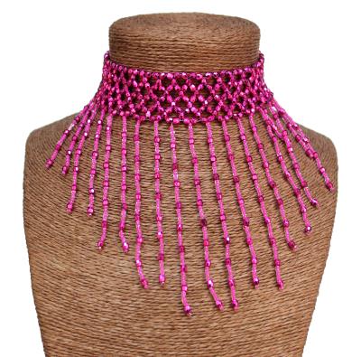 BEADED CHOKER WITH FRINGES