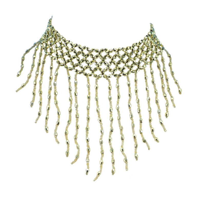 BEADED CHOKER WITH FRINGES