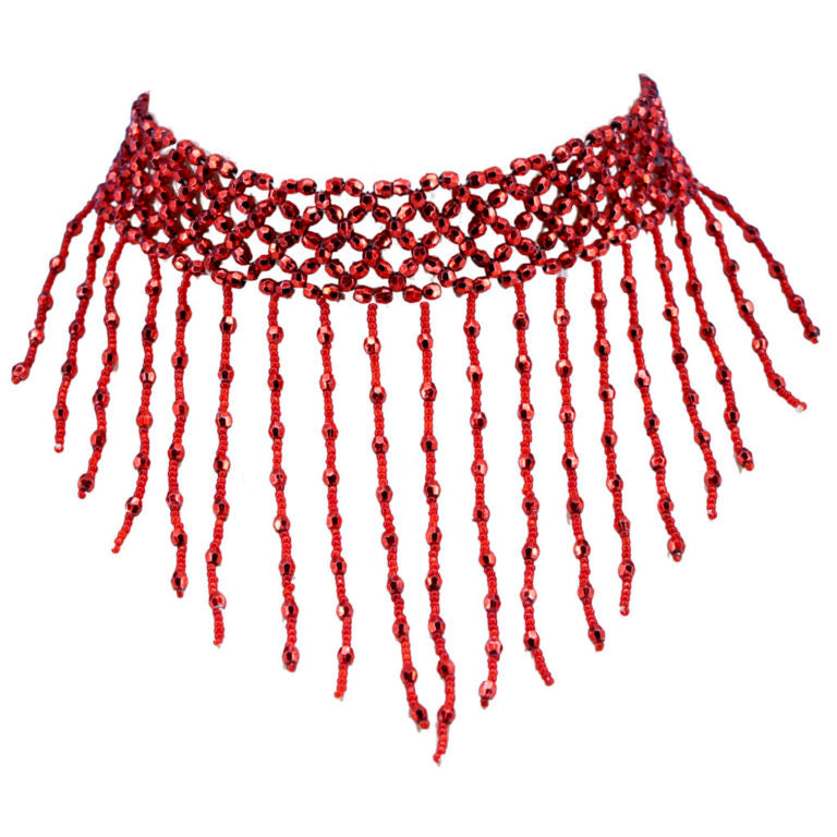 BEADED CHOKER WITH FRINGES