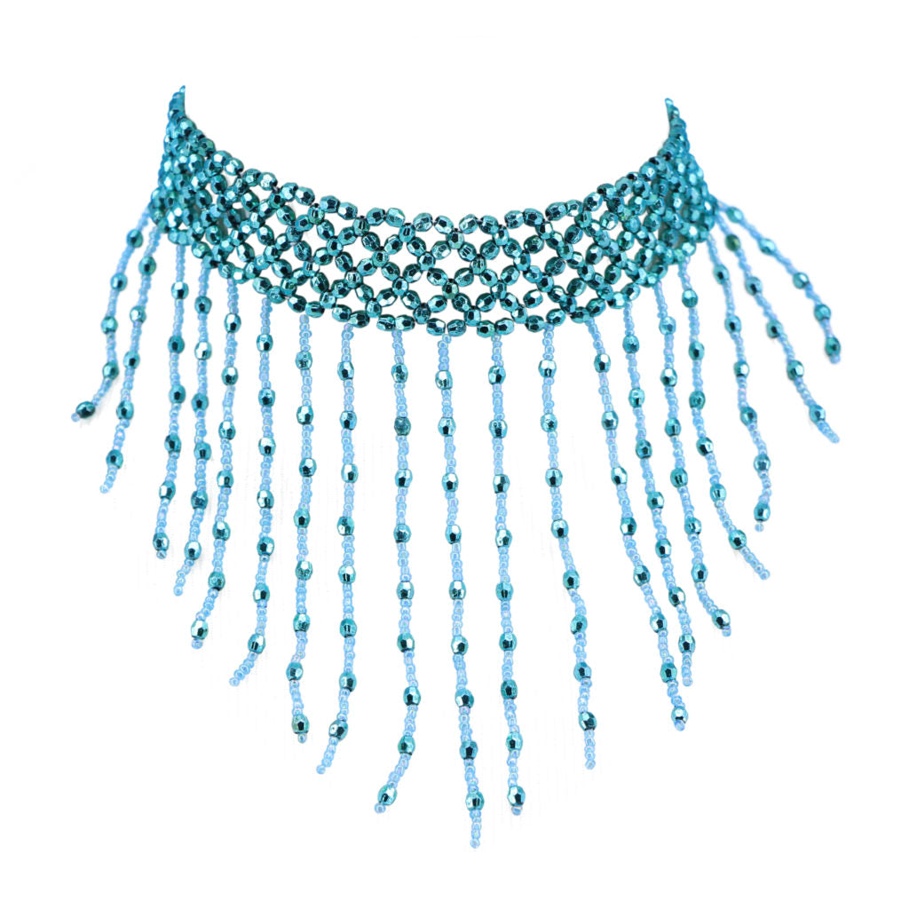 BEADED CHOKER WITH FRINGES