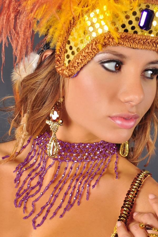 BEADED CHOKER WITH FRINGES