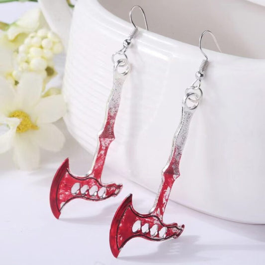 BLOODY AXE EARRINGS HALLOWEEN GOTHIC