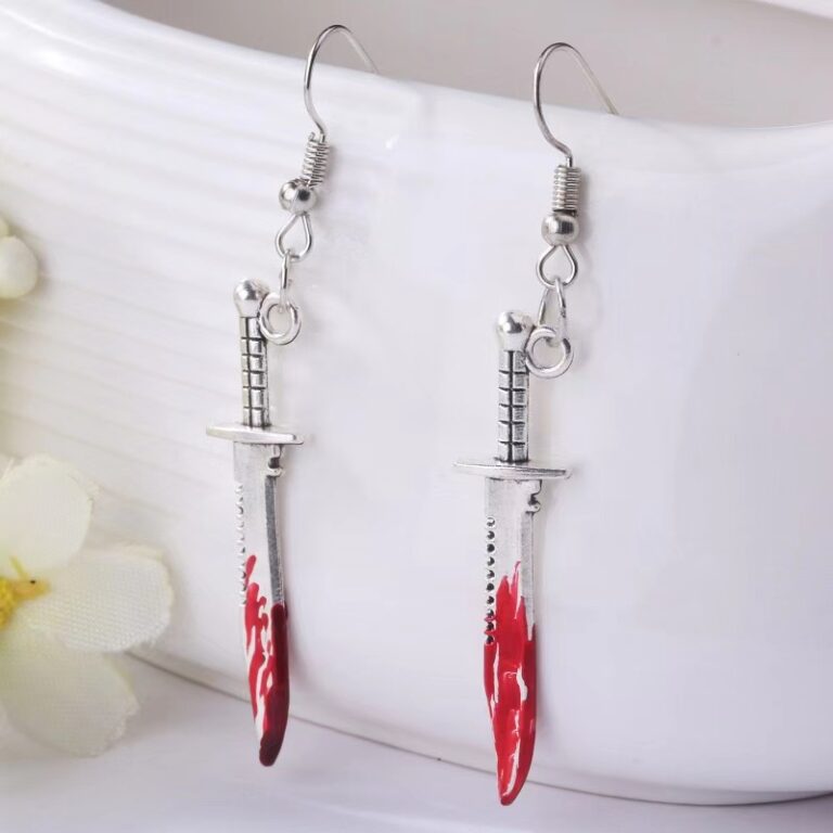 BLOODY KNIFE EARRINGS HALLOWEEN GOTHIC