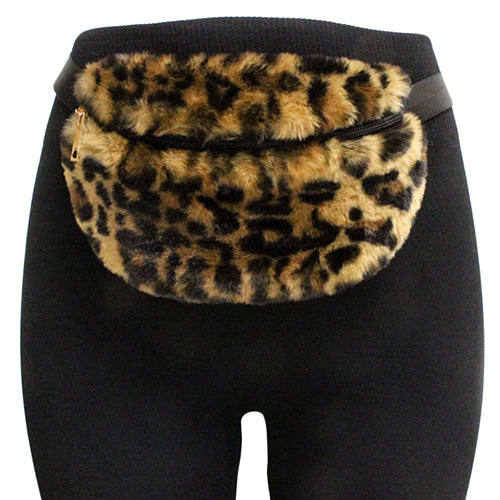 FANNY PACK FAUX FUR CHEETAH PRINT FESTIVAL FANNY PACK WAIST PURSE