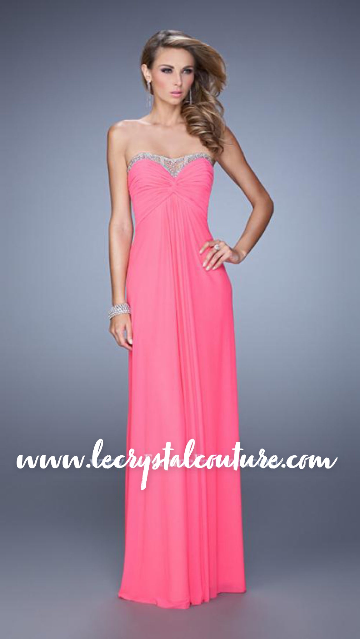 Strapless Romantic Sweetheart Neckline Bling Strappy Back Long Dress