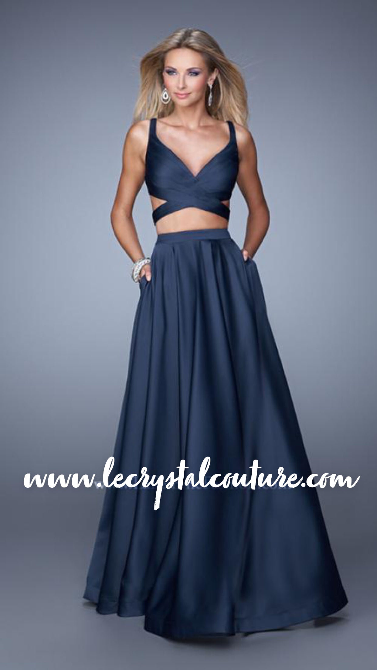 Stunning 2 Piece Satin Dress Set