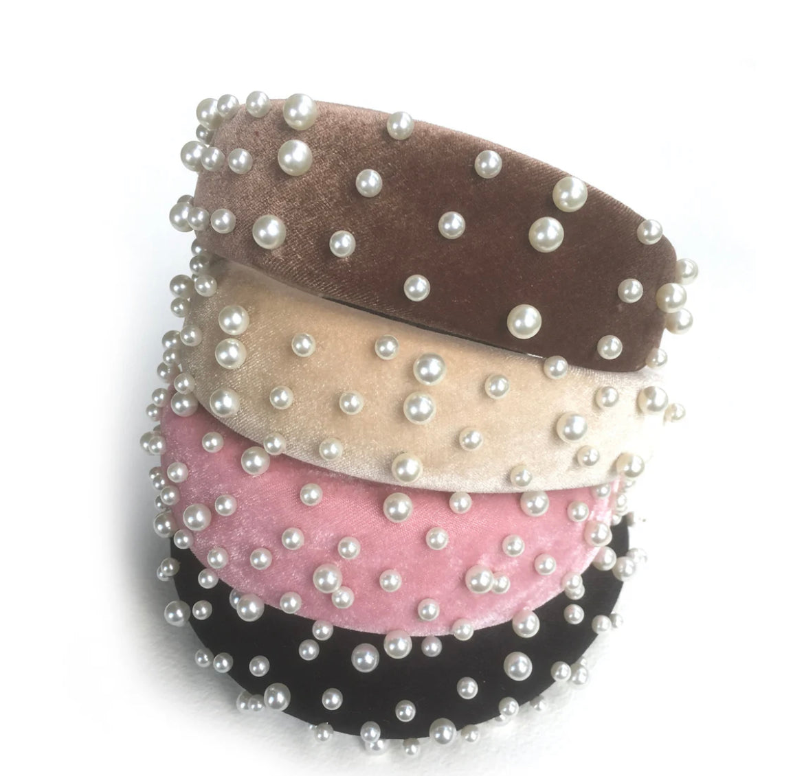 Velvet pearl Studded headband