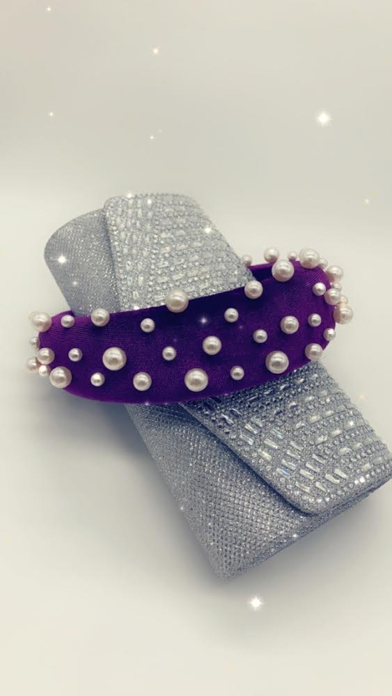 Velvet pearl Studded headband
