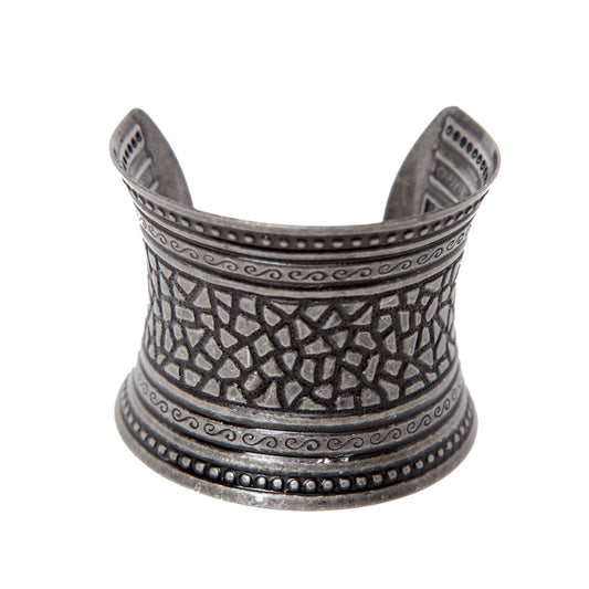 Tribal Crackle Cuff Antique Silver Finish