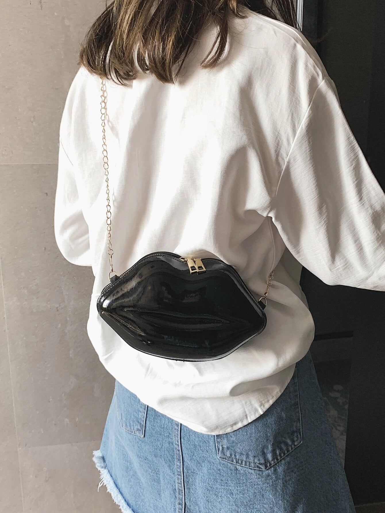 Red or Black Lips Kiss Purse Evening Clutch Handbag