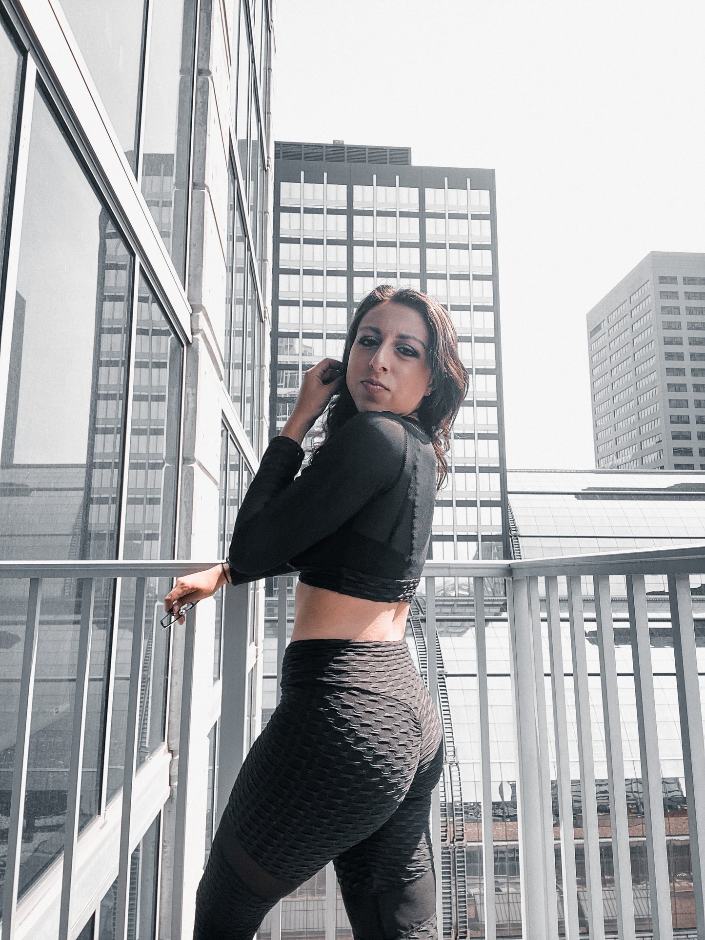 Doja Sheer Long Sleeve Booty Shaping Anti-Cellulite High Waist TikTok Leggings Set