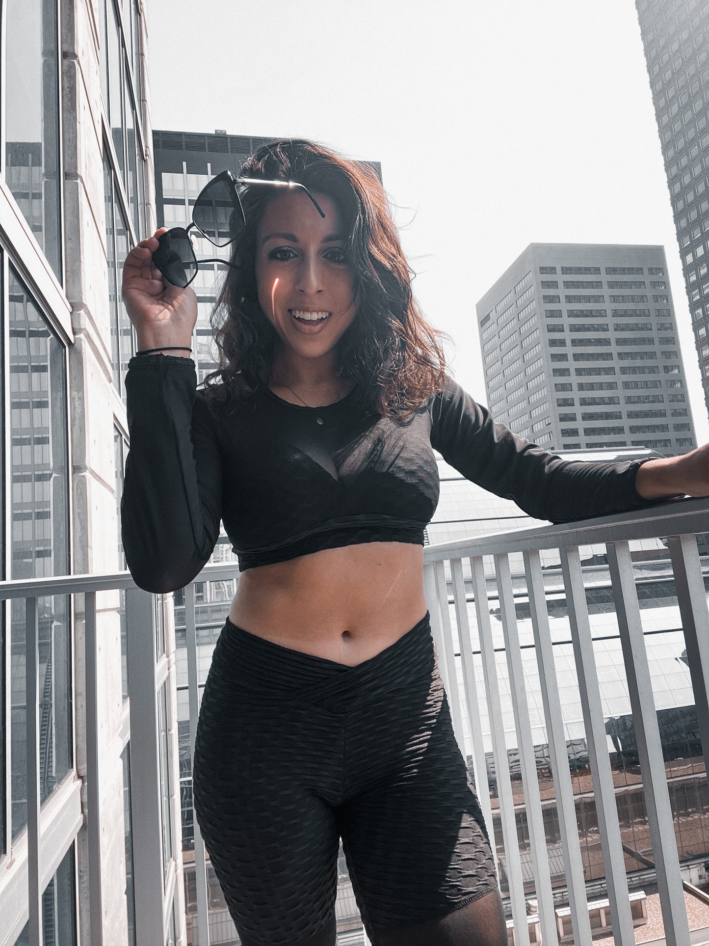 Doja Sheer Long Sleeve Booty Shaping Anti-Cellulite High Waist TikTok Leggings Set