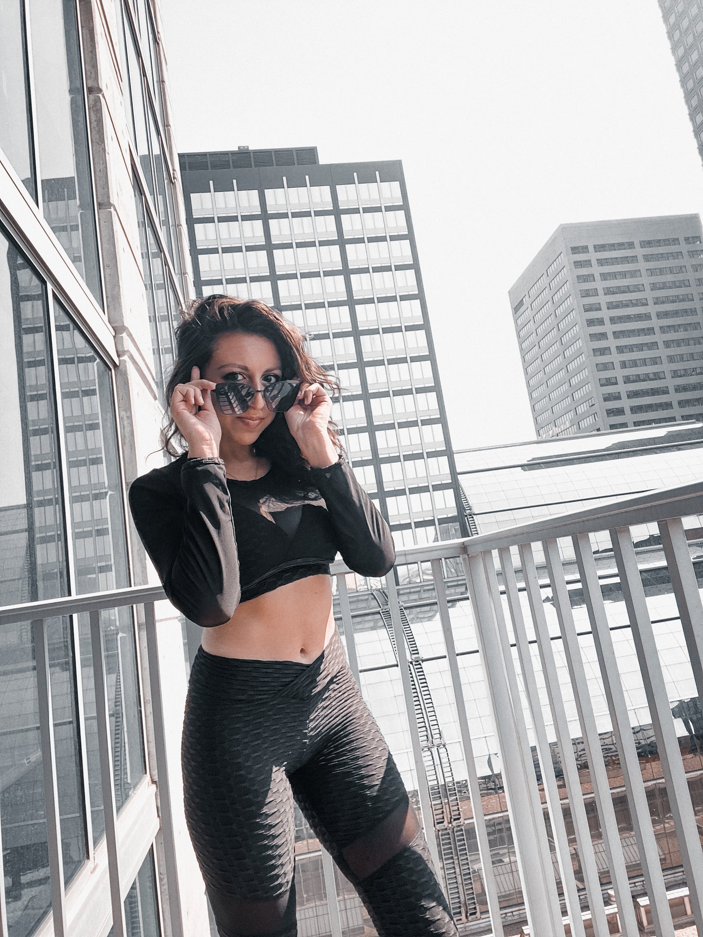 Doja Sheer Long Sleeve Booty Shaping Anti-Cellulite High Waist TikTok Leggings Set