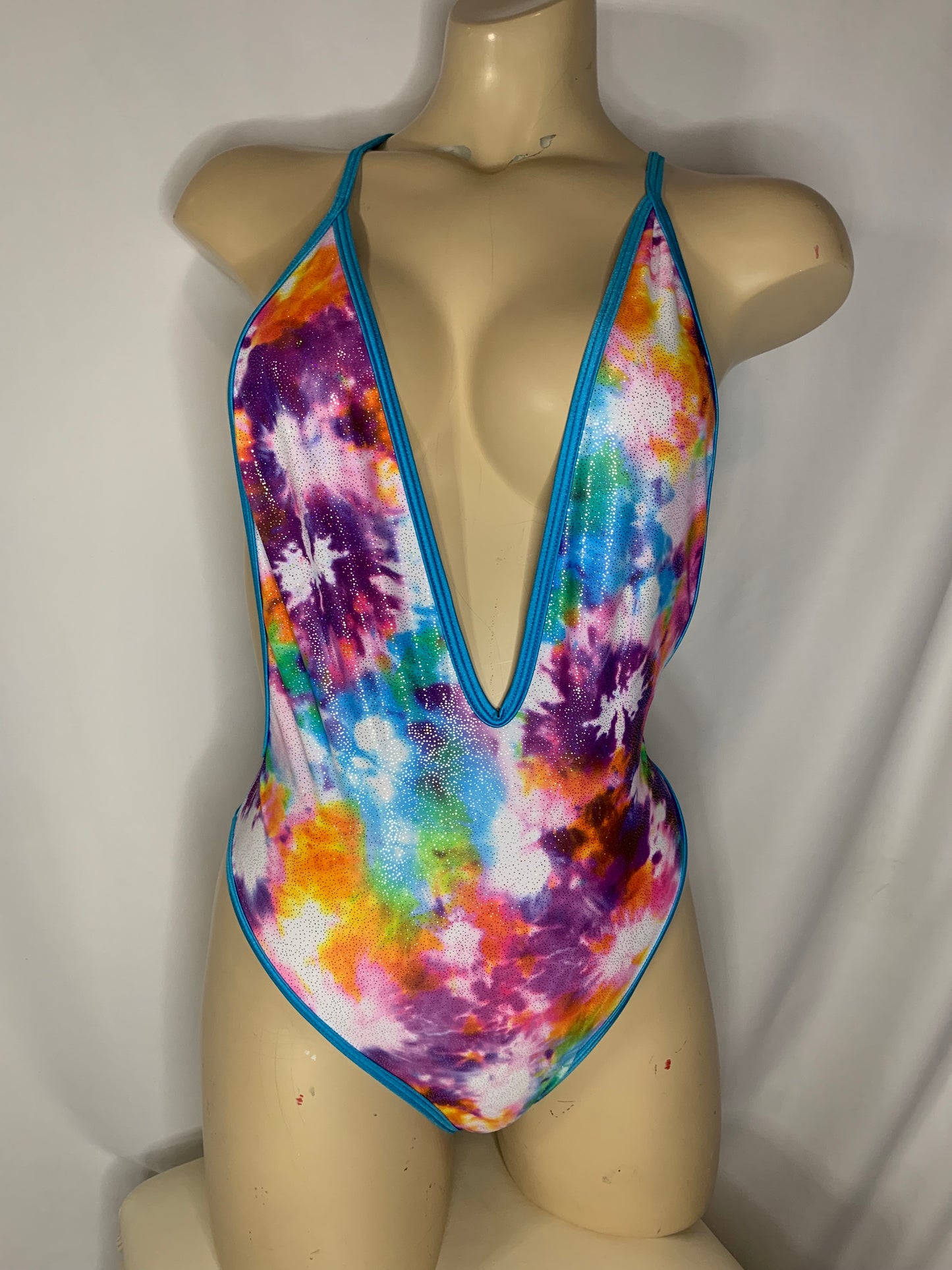 Rainbow Tie-Dye Low-V Neck Bodysuit