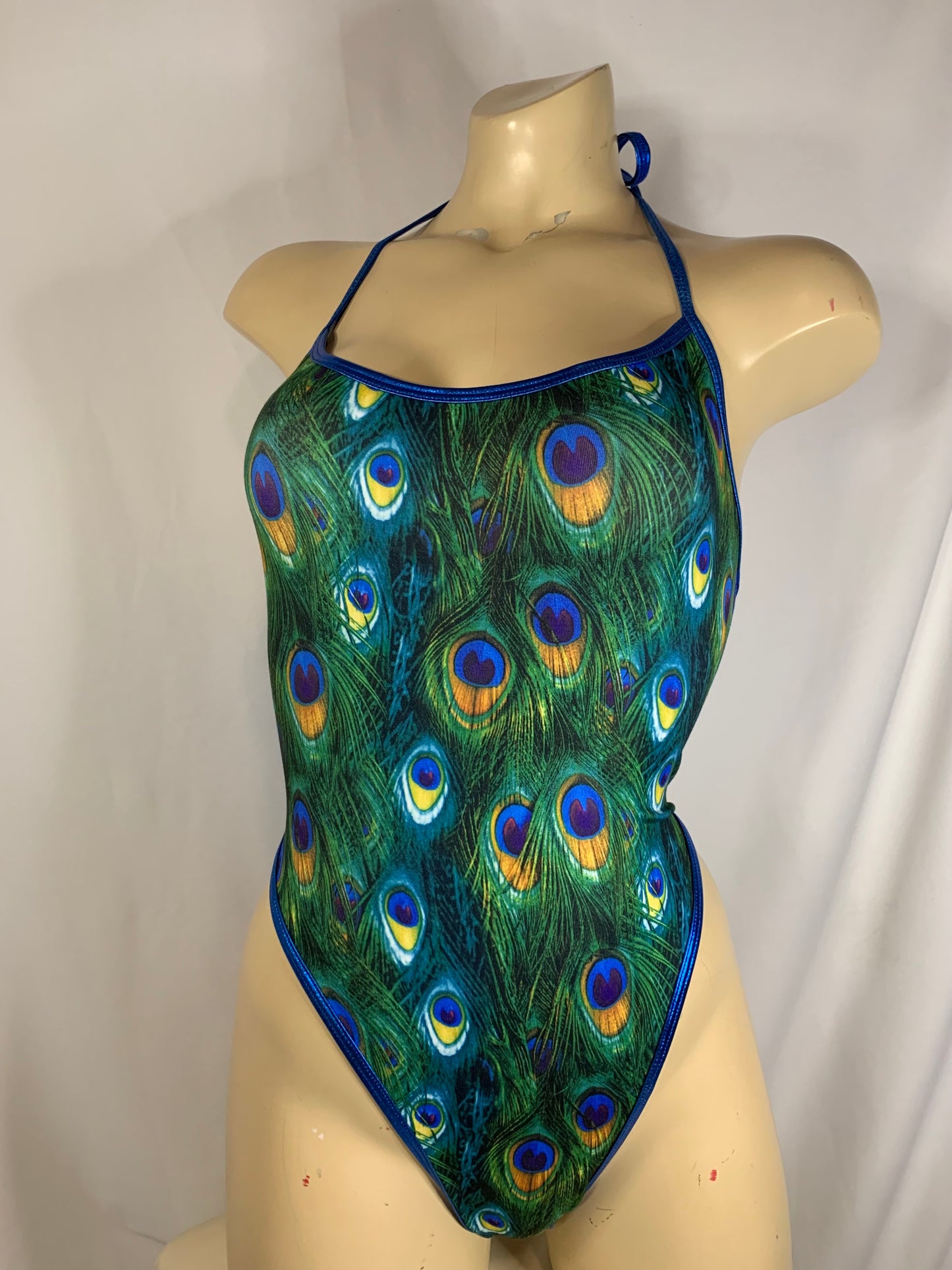 Peacock Bodysuit Halter One-Piece