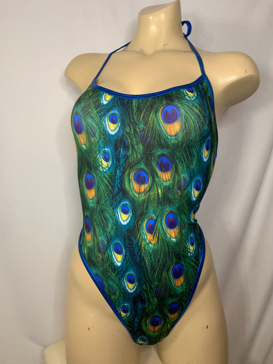 Peacock Bodysuit Halter One-Piece