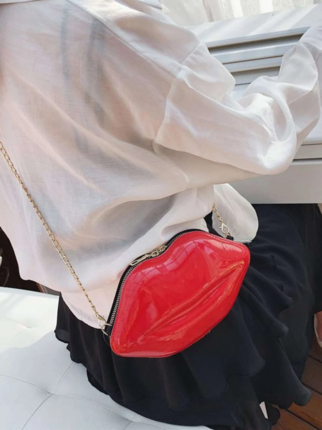 Red or Black Lips Kiss Purse Evening Clutch Handbag