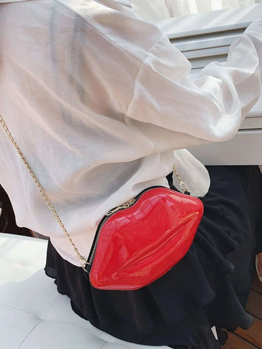 Red or Black Lips Kiss Purse Evening Clutch Handbag