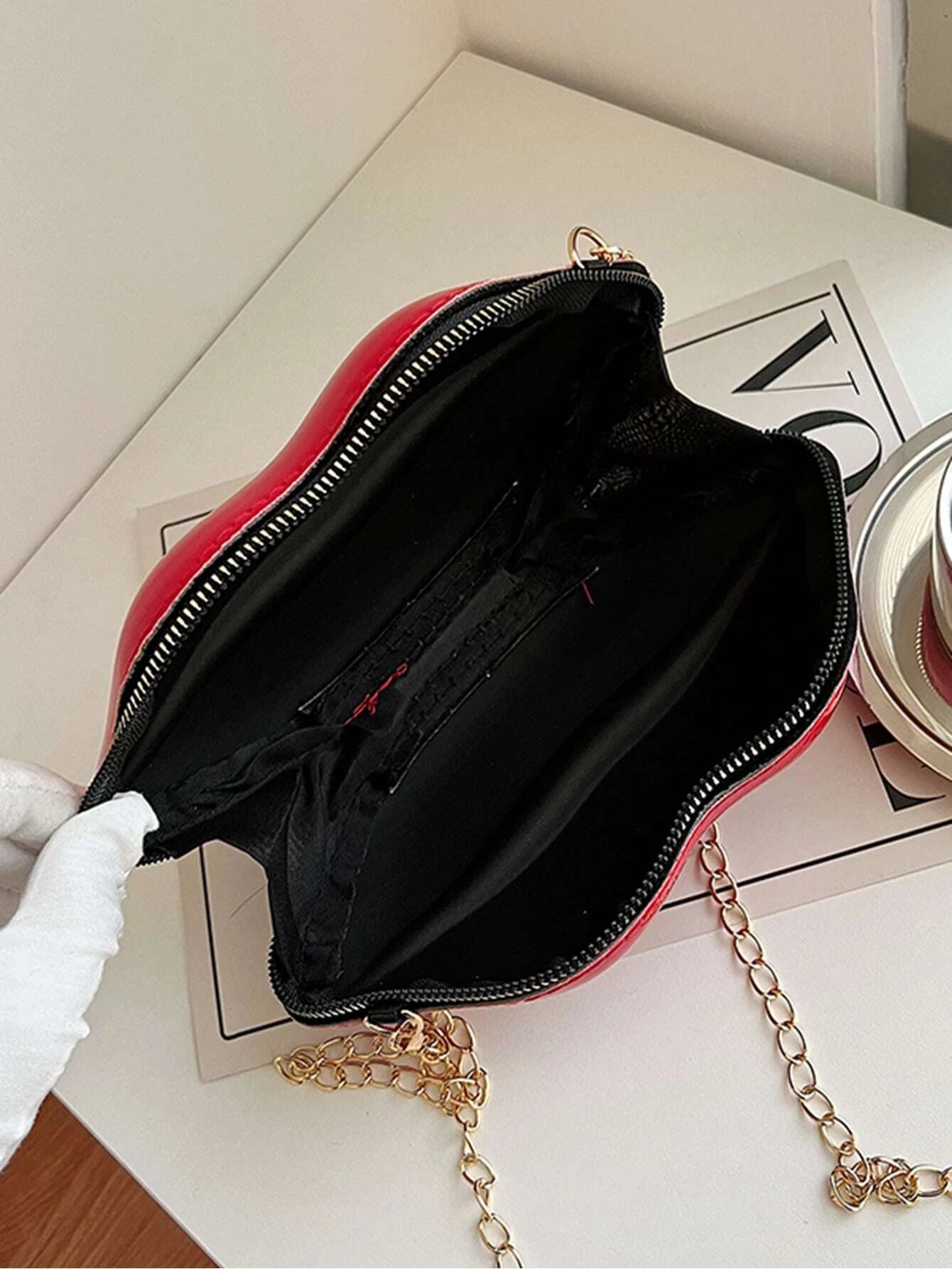 Red or Black Lips Kiss Purse Evening Clutch Handbag