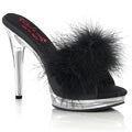 Marabou Feather Platform Marilyn Slide Heels Slippers Platform Sandal