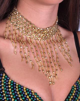 BEADED CHOKER WITH FRINGES
