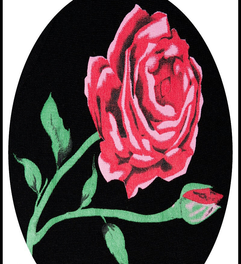 Rose Print Black Cardigan