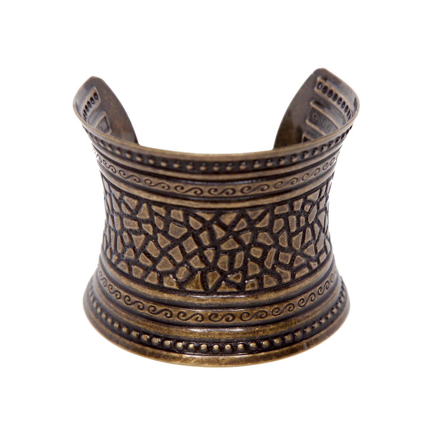 Tribal Cracked Look Antique Gold Cuff