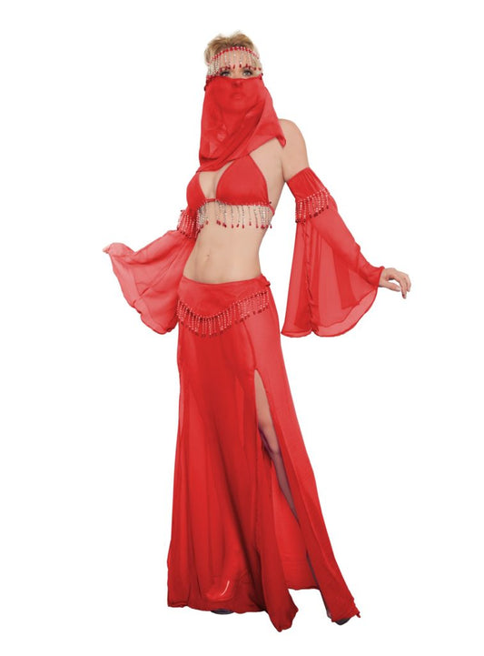 Red 6 Piece Sexy Harem Gypsy Bellydancer Costume Set