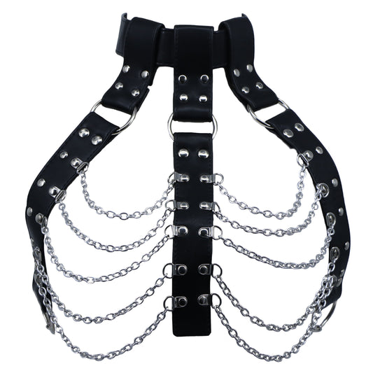 Black Silver Chain Body Cage Gothic Choker Harness