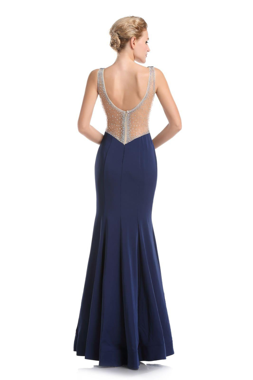 Fit and Flare Beaded Detail Prom Dress