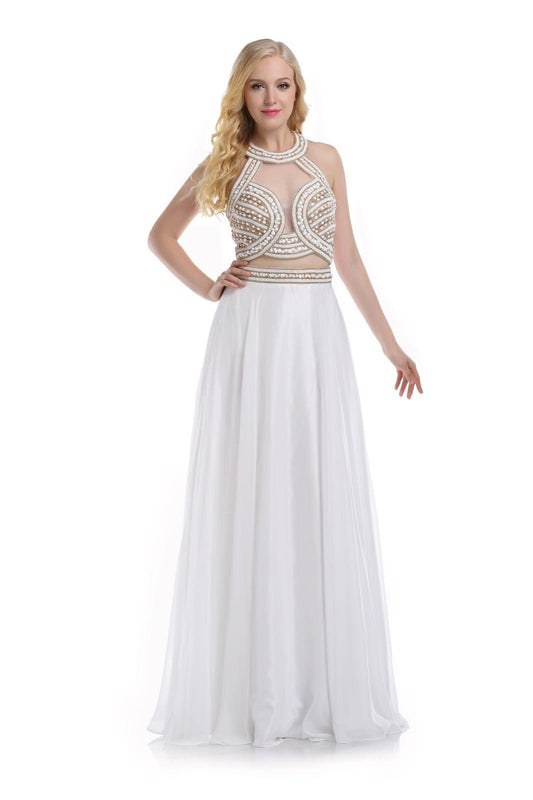 White Special Occasion Dress Bodice Adorned with Pearls and Crystals