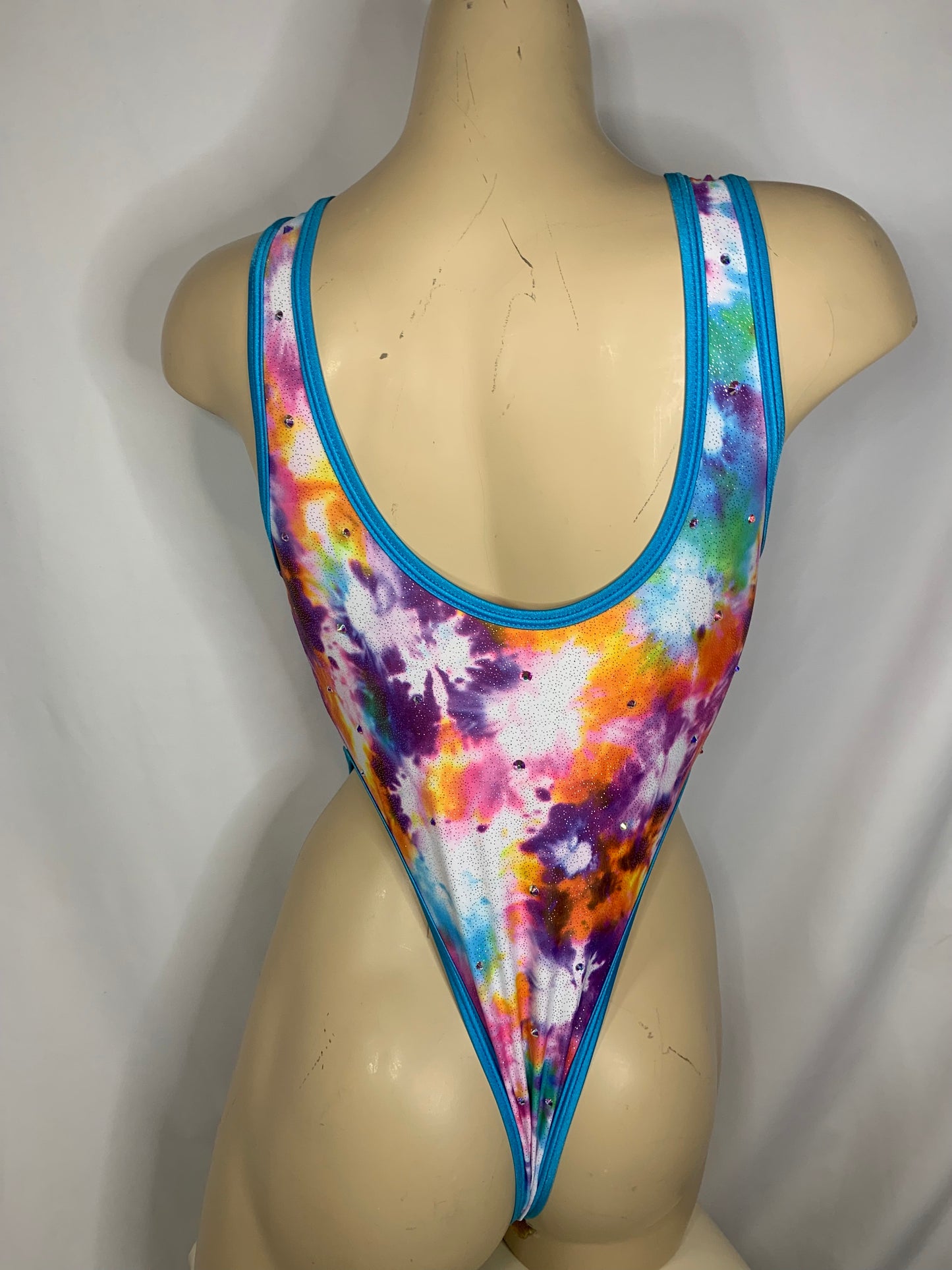 Tie-Dye Lace Front Cheeky High-hip Thong One-Piece