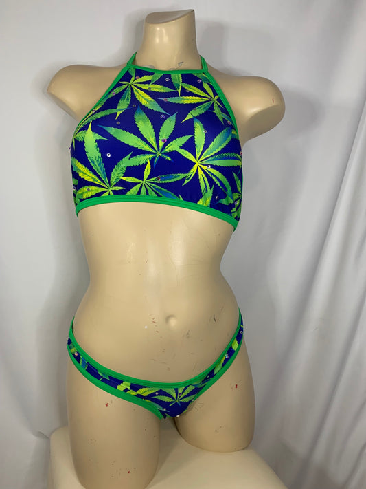 420 Tie-back Halter Two-Piece Set with Bling