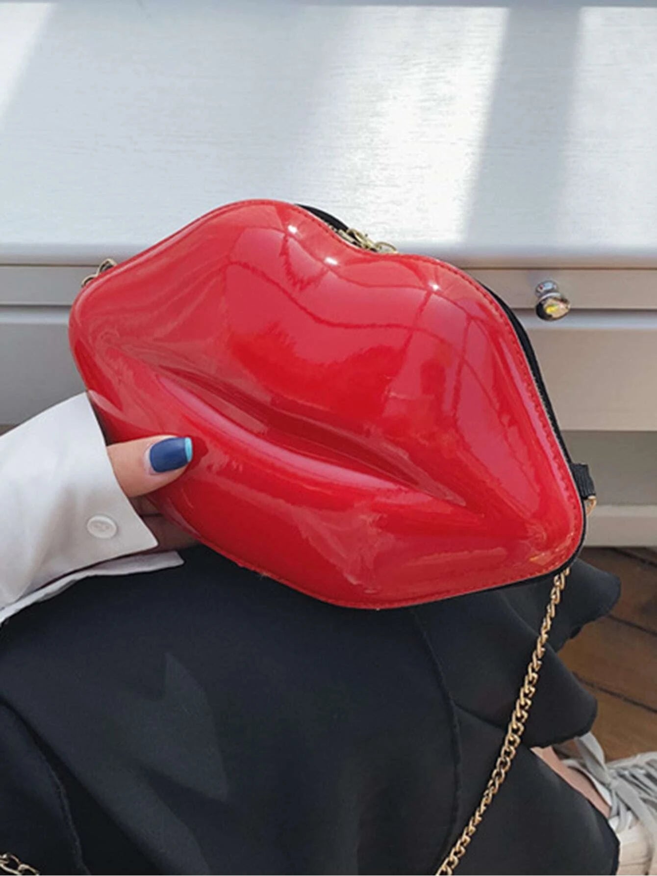 Red or Black Lips Kiss Purse Evening Clutch Handbag
