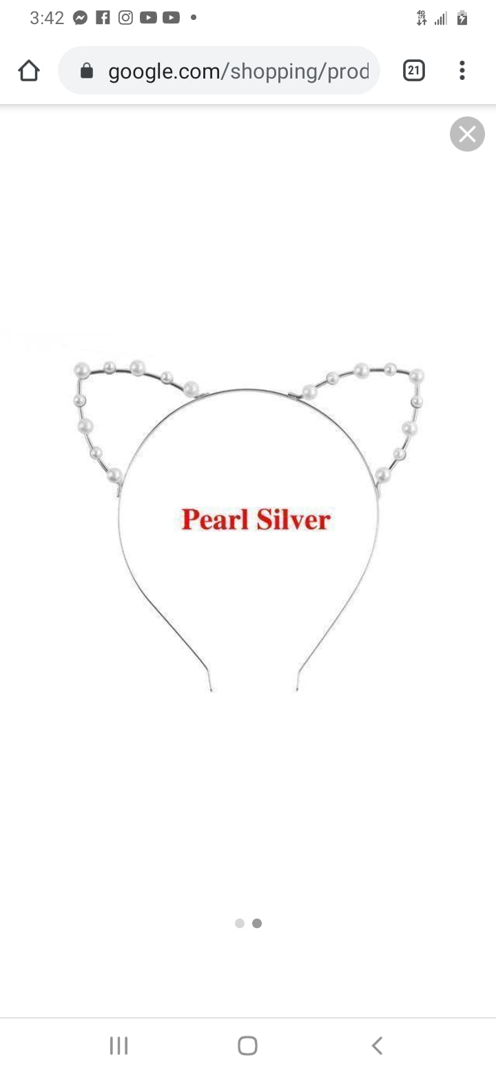 Faux Pearl Kitty Ears Headband